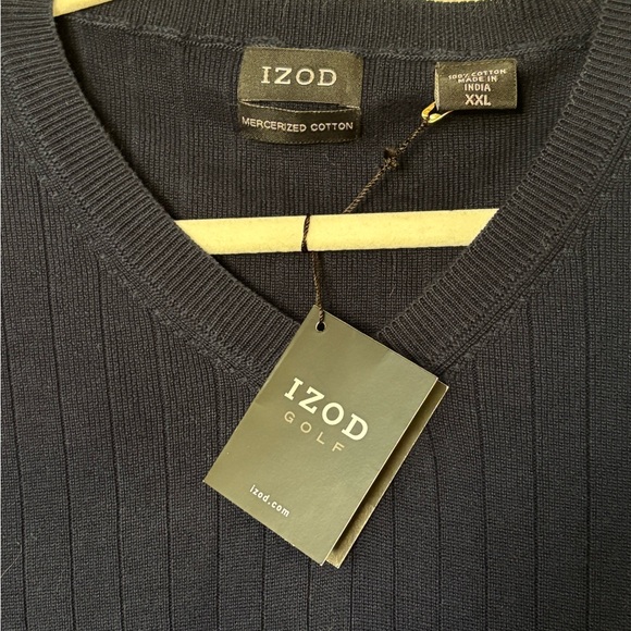 Izod Men's Dark Blue V-Neck Sweater Vest - Picture 2 of 2